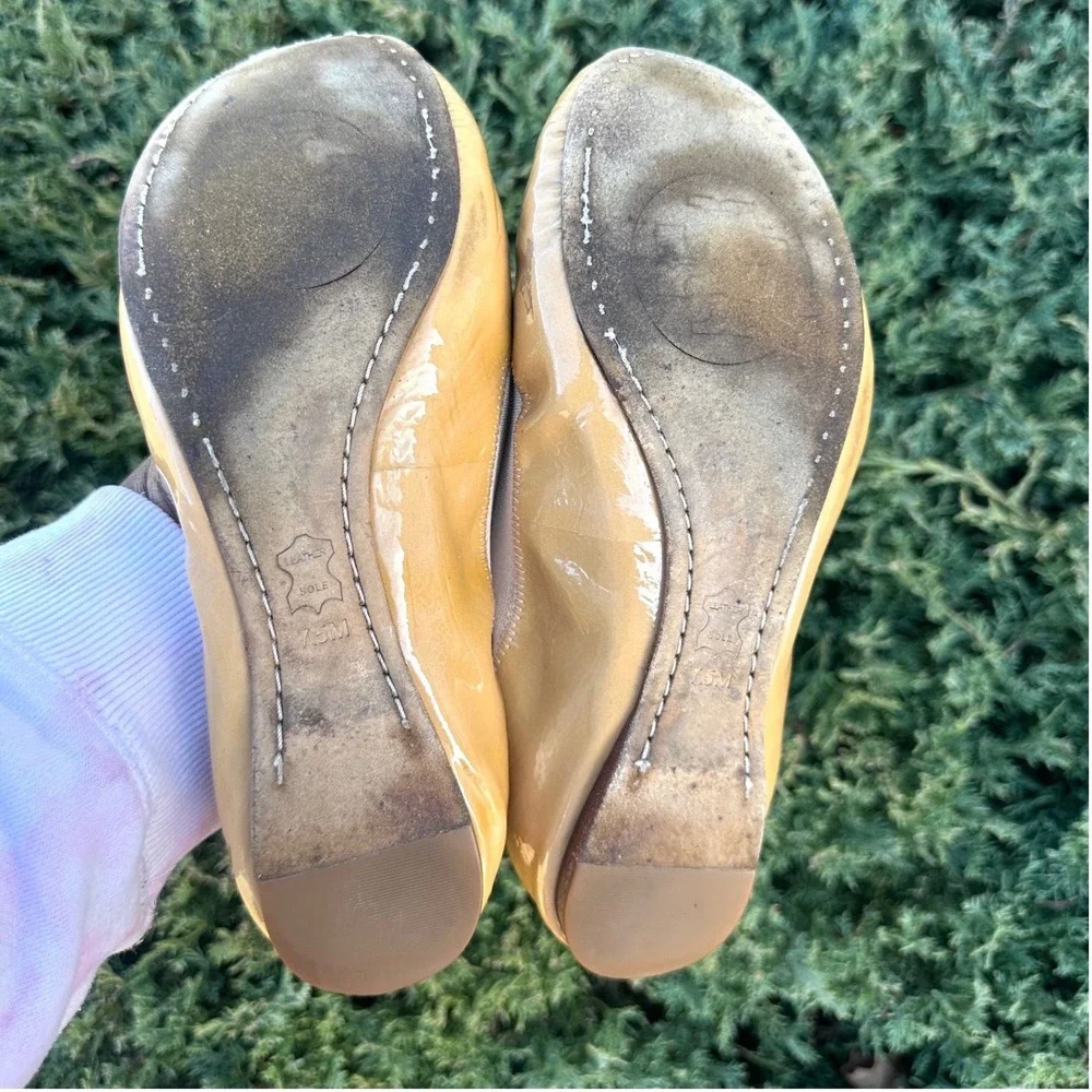 Tory Burch Women's‎ Caroline Patent Leather Ballet Flats Size 7.5 Tan